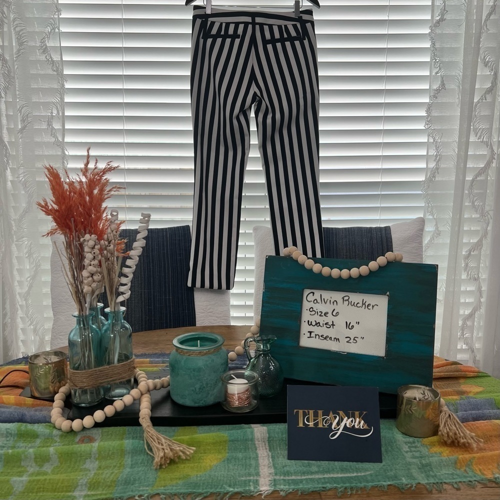 Calvin Rucker Cropped Striped Trouser Size 6 - Picture 5 of 9